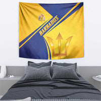 Barbados Gold Trident Tapestry With Coat Of Arms