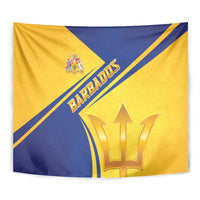 Barbados Gold Trident Tapestry With Coat Of Arms