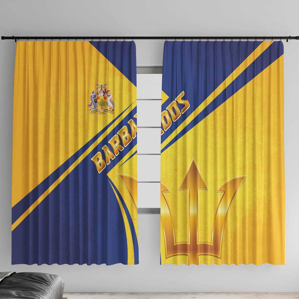 Barbados Gold Trident Window Curtain With Coat Of Arms