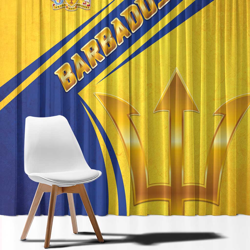 Barbados Gold Trident Window Curtain With Coat Of Arms
