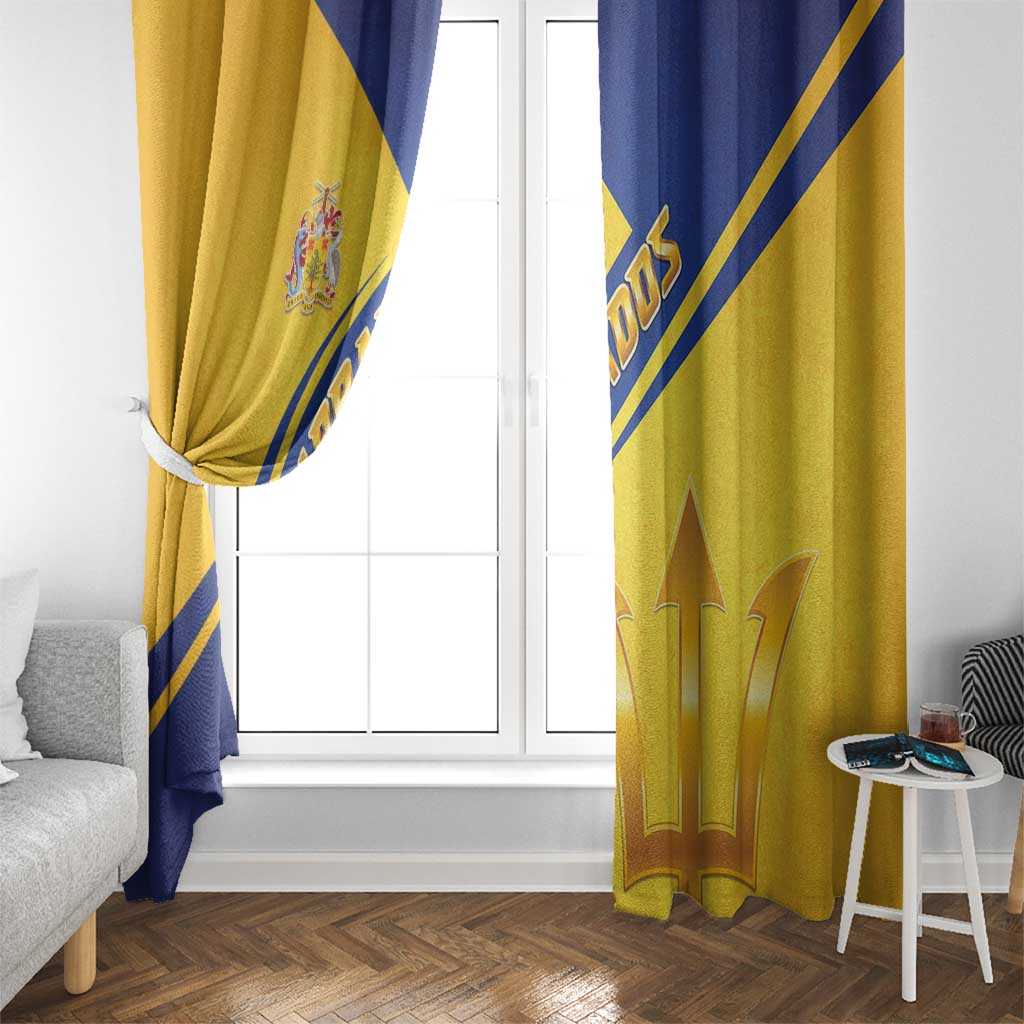 Barbados Gold Trident Window Curtain With Coat Of Arms