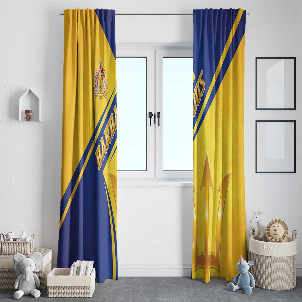 Barbados Gold Trident Window Curtain With Coat Of Arms