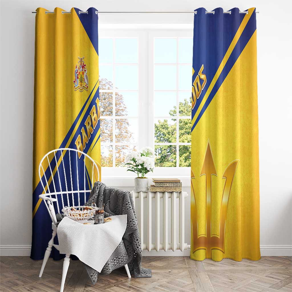 Barbados Gold Trident Window Curtain With Coat Of Arms