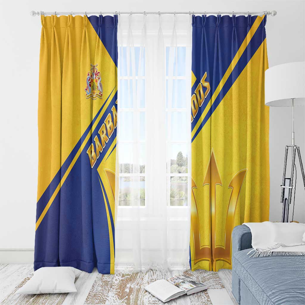 Barbados Gold Trident Window Curtain With Coat Of Arms