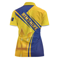 Barbados Gold Trident Women Polo Shirt With Coat Of Arms