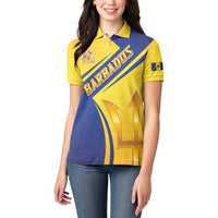 Barbados Gold Trident Women Polo Shirt With Coat Of Arms
