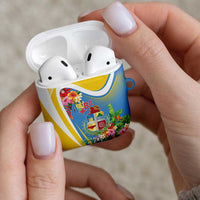 Aruba AirPods Case Coat Of Arms With Tropical Flowers