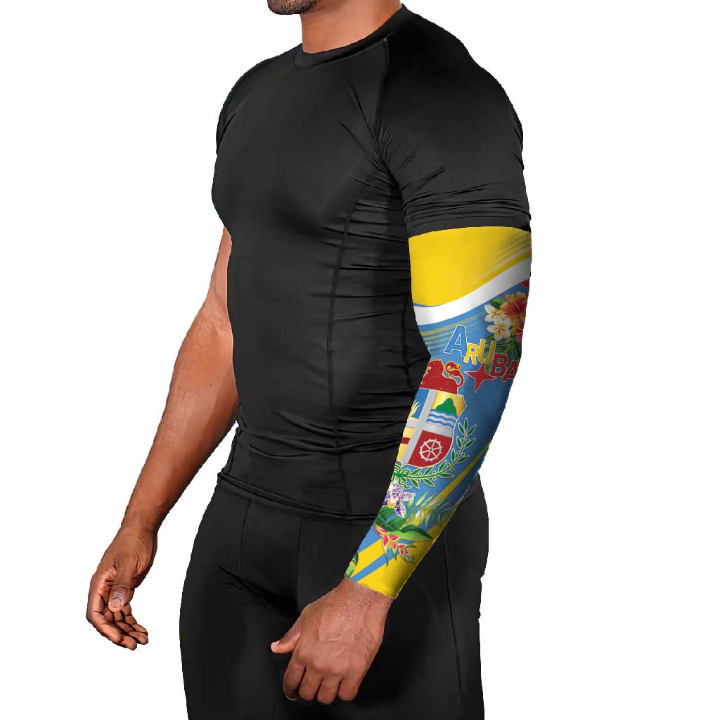 Aruba Arm Sleeves Coat Of Arms With Tropical Flowers