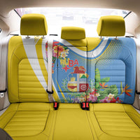Aruba Back Car Seat Cover Coat Of Arms With Tropical Flowers