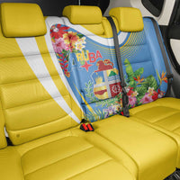 Aruba Back Car Seat Cover Coat Of Arms With Tropical Flowers