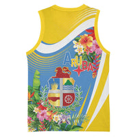 Aruba Basketball Jersey Coat Of Arms With Tropical Flowers