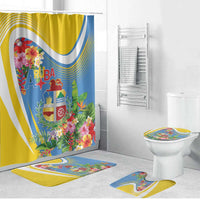 Aruba Bathroom Set Coat Of Arms With Tropical Flowers