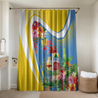 Aruba Bathroom Set Coat Of Arms With Tropical Flowers