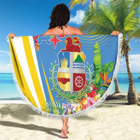 Aruba Beach Blanket Coat Of Arms With Tropical Flowers