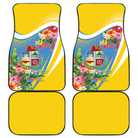 Aruba Car Mats Coat Of Arms With Tropical Flowers