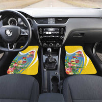 Aruba Car Mats Coat Of Arms With Tropical Flowers