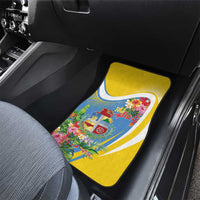 Aruba Car Mats Coat Of Arms With Tropical Flowers
