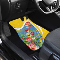 Aruba Car Mats Coat Of Arms With Tropical Flowers