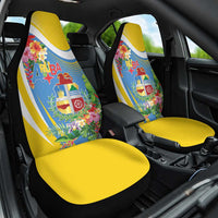 Aruba Car Seat Cover Coat Of Arms With Tropical Flowers
