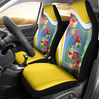 Aruba Car Seat Cover Coat Of Arms With Tropical Flowers
