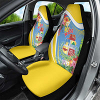 Aruba Car Seat Cover Coat Of Arms With Tropical Flowers