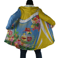 Aruba Cloak Coat Of Arms With Tropical Flowers