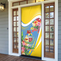 Aruba Door Cover Coat Of Arms With Tropical Flowers