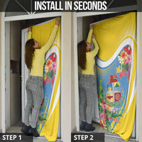 Aruba Door Cover Coat Of Arms With Tropical Flowers