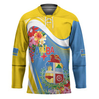 Aruba Hockey Jersey Coat Of Arms With Tropical Flowers