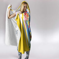 Aruba Hooded Blanket Coat Of Arms With Tropical Flowers