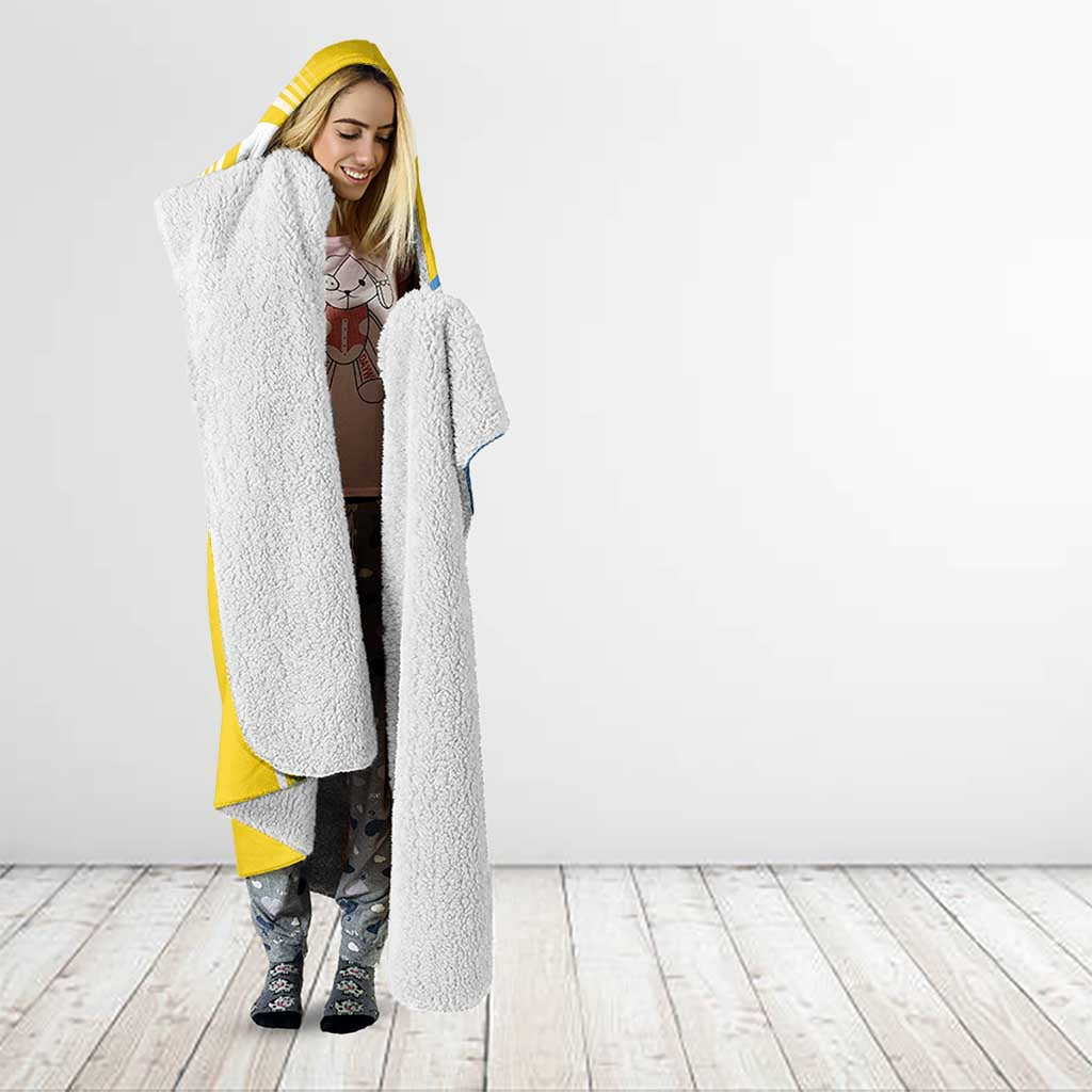 Aruba Hooded Blanket Coat Of Arms With Tropical Flowers