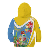 Aruba Kid Hoodie Coat Of Arms With Tropical Flowers