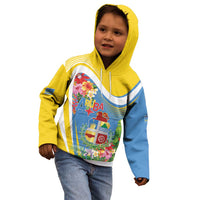 Aruba Kid Hoodie Coat Of Arms With Tropical Flowers