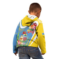 Aruba Kid Hoodie Coat Of Arms With Tropical Flowers