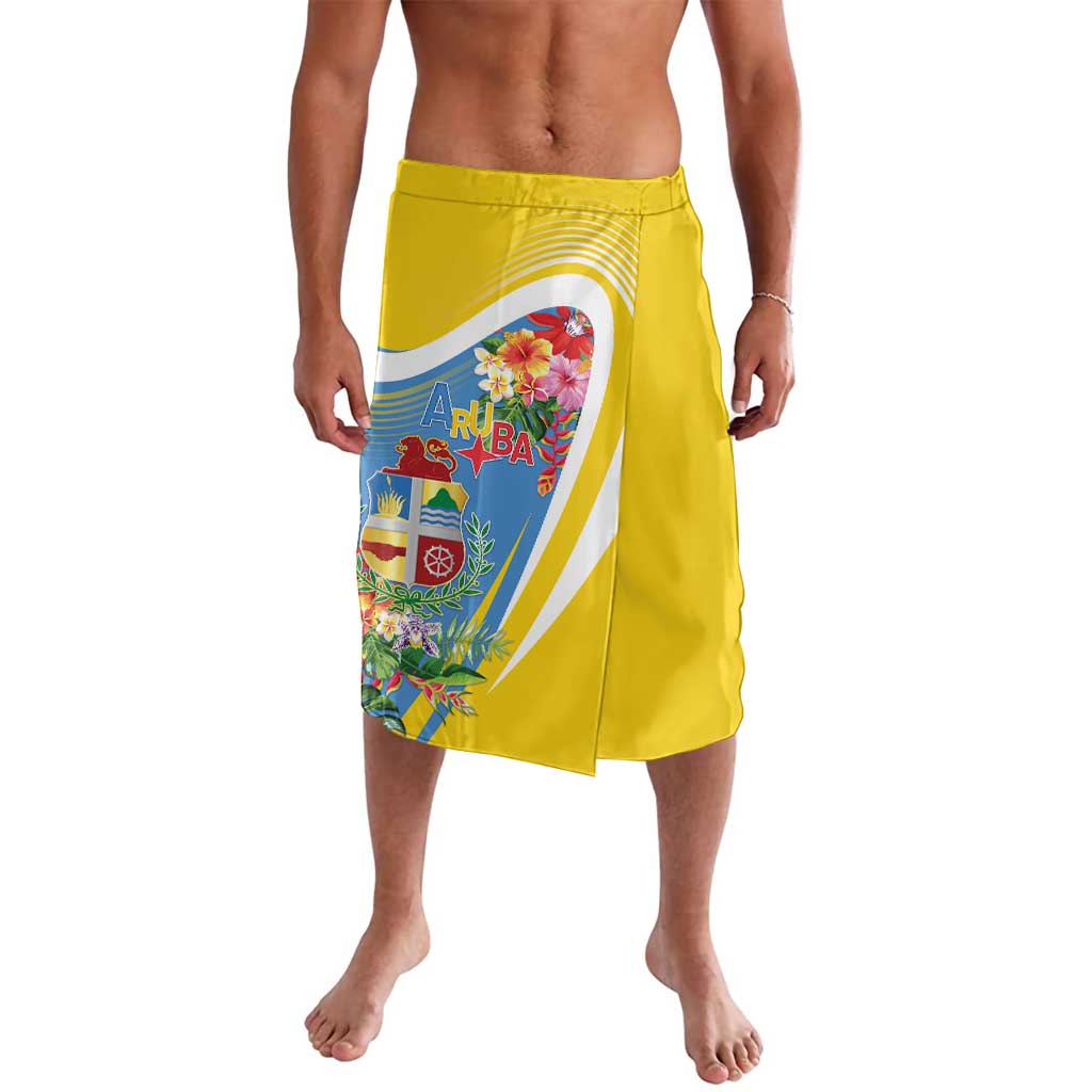 Aruba Lavalava Coat Of Arms With Tropical Flowers
