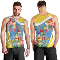 Aruba Men Tank Top Coat Of Arms With Tropical Flowers