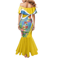 Aruba Mermaid Dress Coat Of Arms With Tropical Flowers