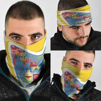 Aruba Neck Gaiter Coat Of Arms With Tropical Flowers
