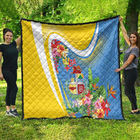 Aruba Quilt Coat Of Arms With Tropical Flowers