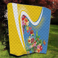 Aruba Quilt Coat Of Arms With Tropical Flowers