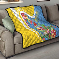 Aruba Quilt Coat Of Arms With Tropical Flowers