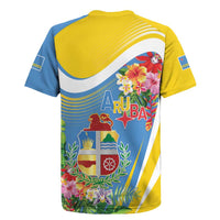 Aruba Rugby Jersey Coat Of Arms With Tropical Flowers