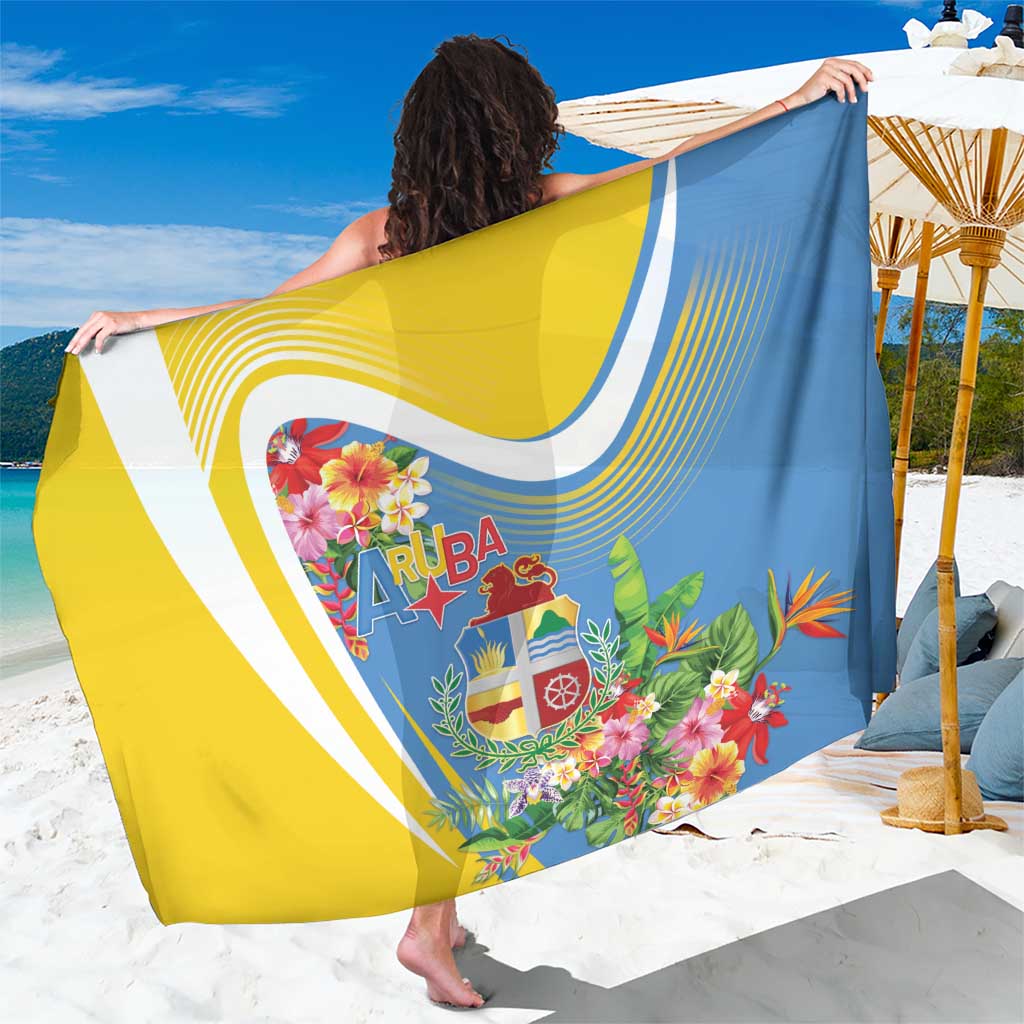 Aruba Sarong Coat Of Arms With Tropical Flowers