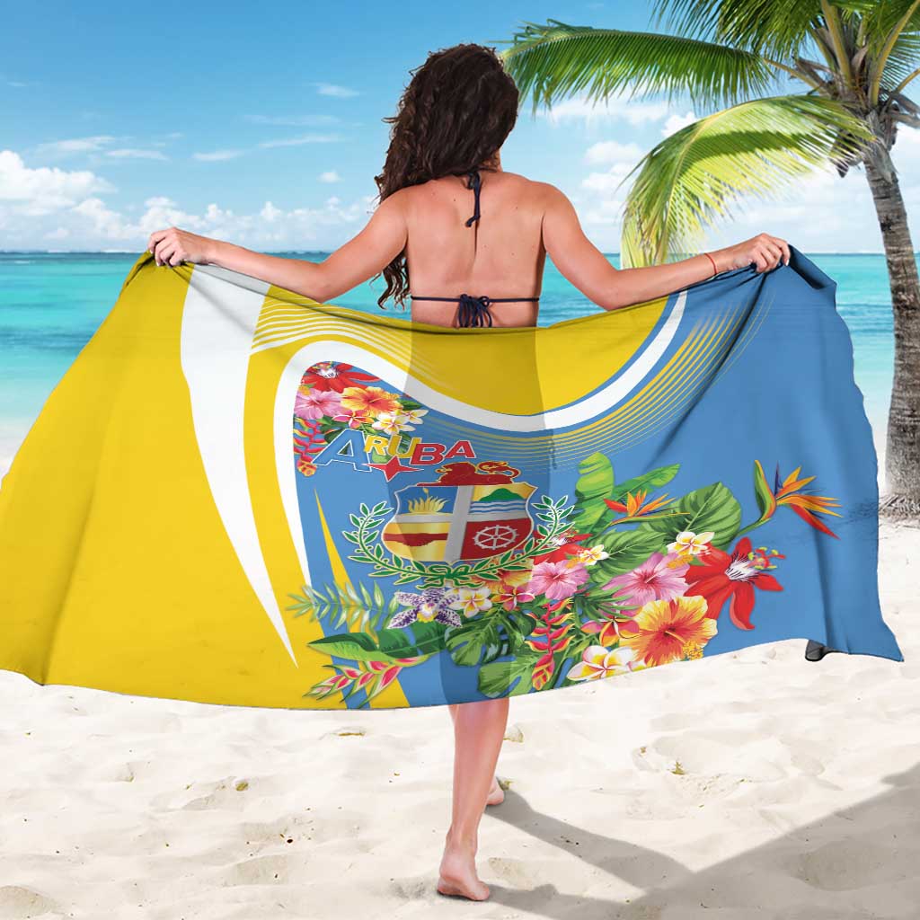 Aruba Sarong Coat Of Arms With Tropical Flowers