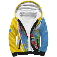 Aruba Sherpa Hoodie Coat Of Arms With Tropical Flowers