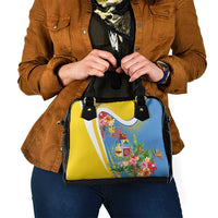 Aruba Shoulder Handbag Coat Of Arms With Tropical Flowers