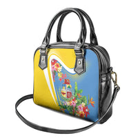 Aruba Shoulder Handbag Coat Of Arms With Tropical Flowers