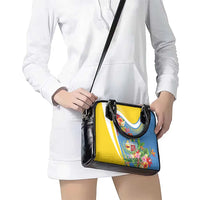 Aruba Shoulder Handbag Coat Of Arms With Tropical Flowers