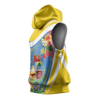 Aruba Sleeveless Hoodie Coat Of Arms With Tropical Flowers