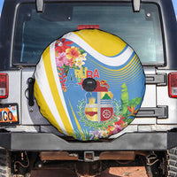 Aruba Spare Tire Cover Coat Of Arms With Tropical Flowers